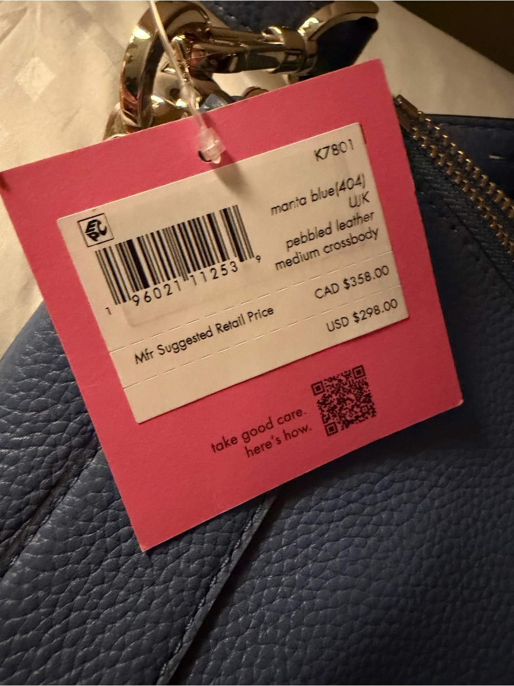 kate spade Blue Pebbled Leather Double-Zip Crossbody - Picture 2 of 4